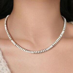 Natural Stone Bead Necklace  Handmade Boho Multicolor Beaded Choker Necklace